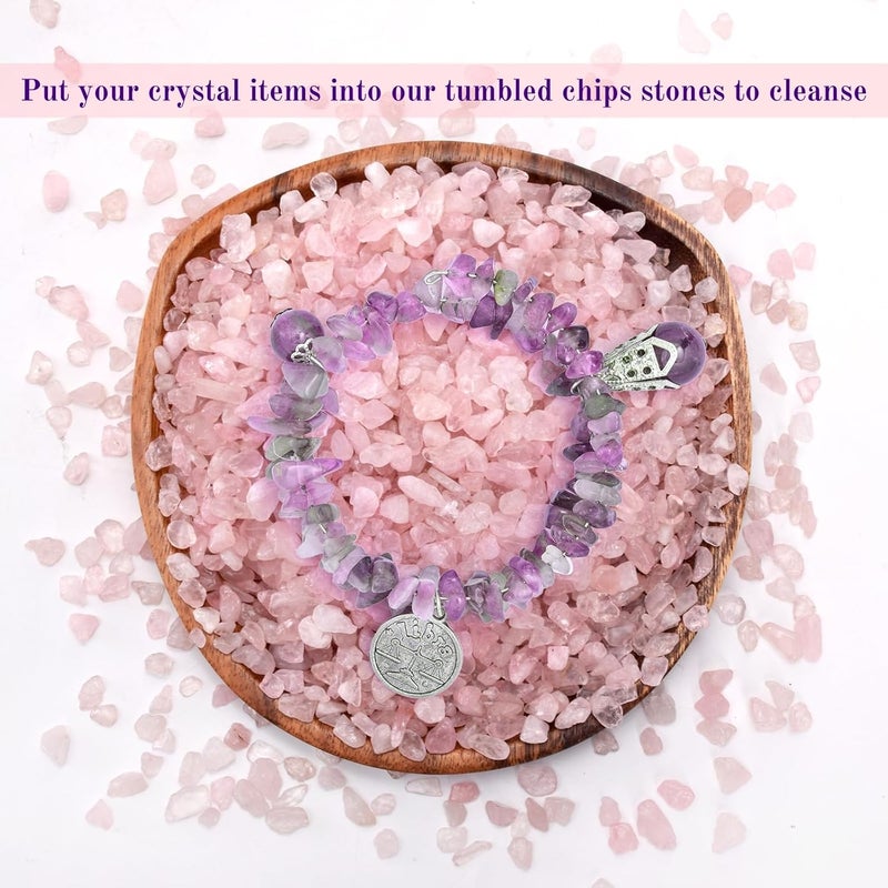 ELFULLY 5 lb Natural Rose Pink Crystal, 7-9 mm Tumbled Chips Stones, Irregular Shaped Quartz Bulk, Healing Reiki Gemstone for Potted Plant Vase Decoration Jewelry Making DIY Craft, Light Rose - Image 5